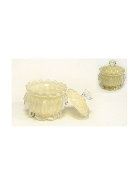 Faitakis Pack Vintage Glass Sweet Jar with Lid Cream 8x8cm