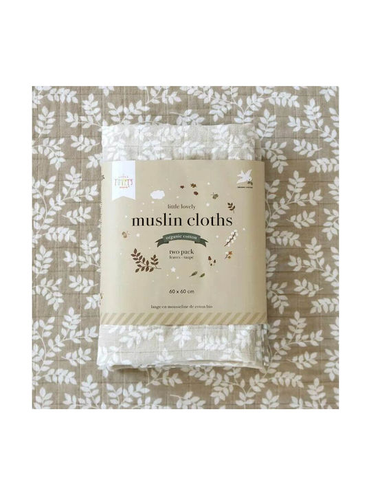 A Little Lovely Company Muslin Swaddle Blanket Beige 60x60cm 2pcs