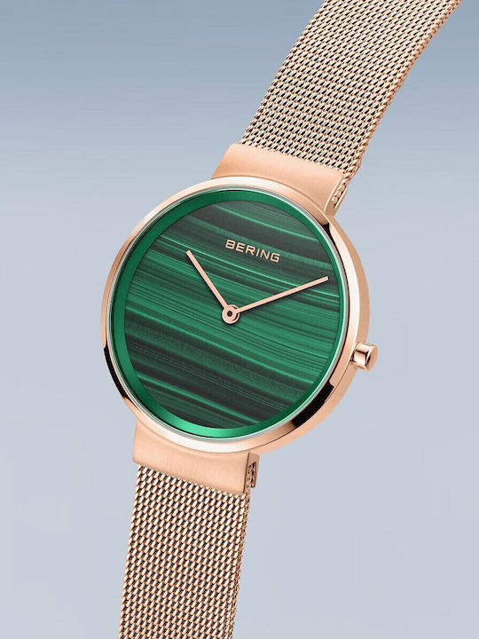 Bering Time Класически Дамски Часовник 31mm Кварцов с Розово Злато Метална Верижка