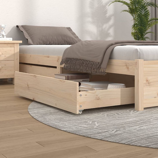 vidaXL Bed Drawer made of Wood with Wheels in Beige Color 90x78x18cm 2pcs