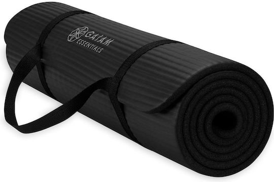 Gaiam Fitness Στρώμα Γυμναστικής Yoga Μαύρο με Ιμάντα Μεταφοράς (172x61x1cm)