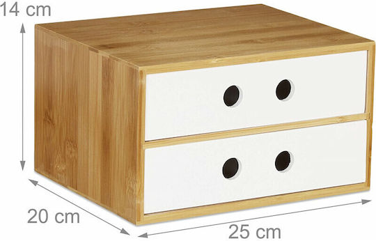 Relaxdays Wooden Desktop Drawer 2 Number of Spit 20x14x25cm White