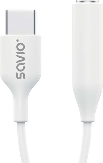 Savio AK-35 Μετατροπέας USB-C male σε 3.5mm female Λευκό 1τμχ