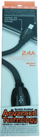 Moxom MX-CB18 Regular USB 2.0 to micro USB Cable Μαύρο 1m