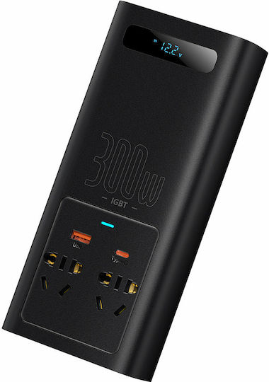 Baseus Invertor Auto 300W pentru Convertirea 12V DC în 220V AC cu 2xUSB