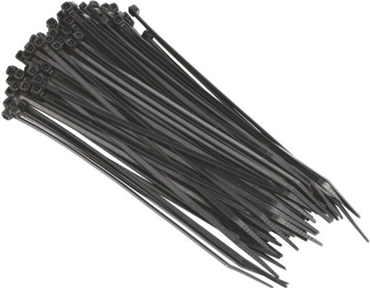 Arte Plast Plastic Cable Ties 300mm x 7.6mm in Black Colour (100 pcs) 03-232