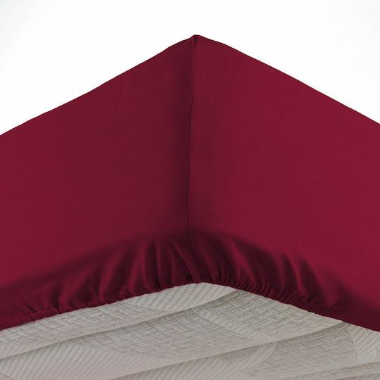 Douceur d'Intérieur Sheet Super-Double with Elastic 160x200cm. Lina Burgundy