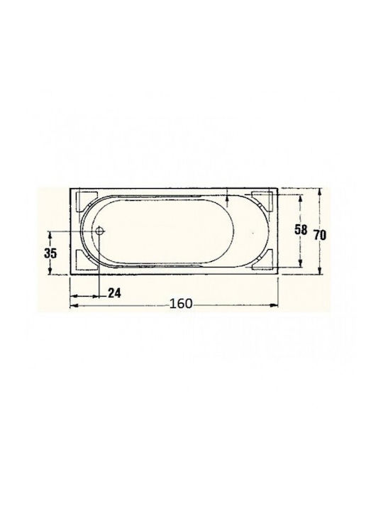Sanitec Gloria Μπανιέρα Ακρυλική 160x70x60cm