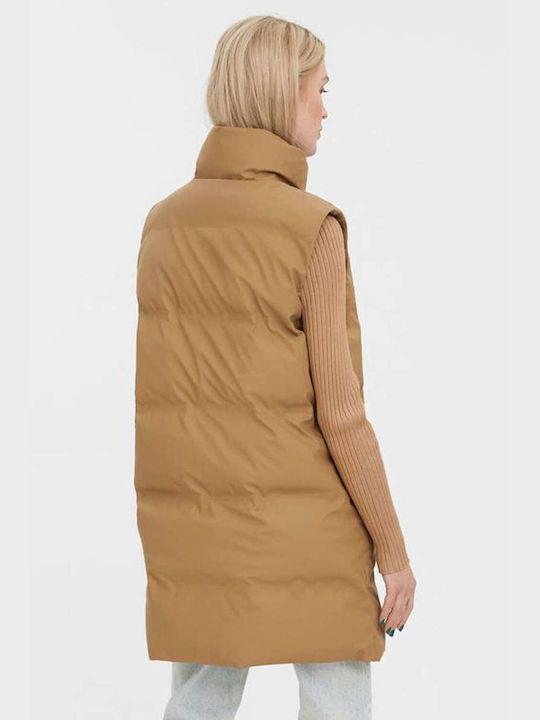 Vero Moda Lung Jachetă de femei Fără mâneci Puffer pentru iarnă Tigers Eye