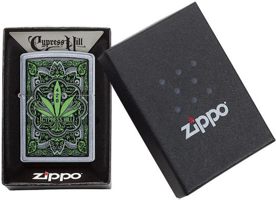 Zippo Design Cannabis Αντιανεμικός Αναπτήρας Φλόγας σε Πράσινο χρώμα