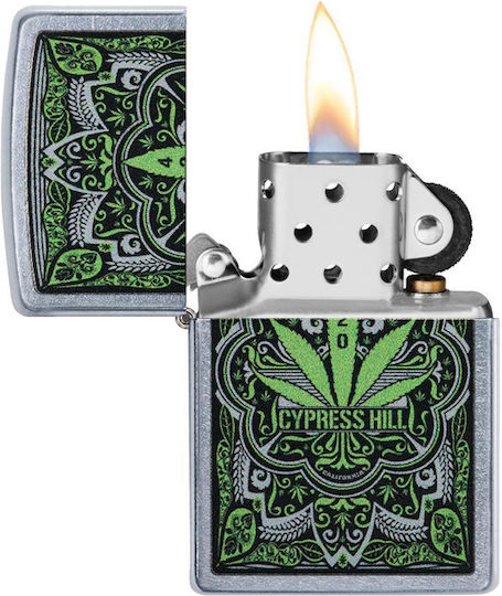 Zippo Design Cannabis Αντιανεμικός Αναπτήρας Φλόγας σε Πράσινο χρώμα