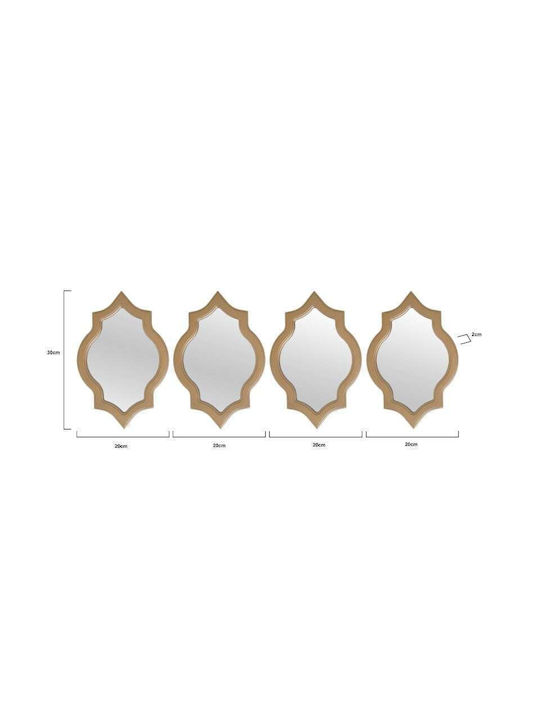 Click S/4 Като Огледало за Стена с Златист Пластмаса Рамка 30x20см 4бр