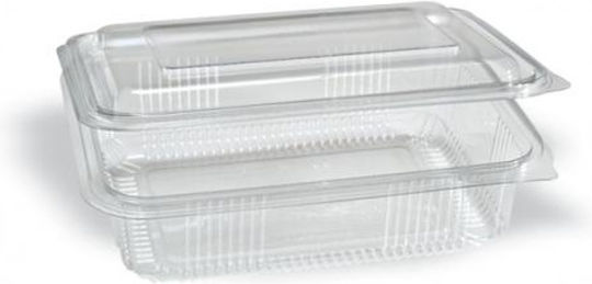 Recipient de plastic de unică folosință PET cu Capac Integrat și Capacitate 1500ml Transparent 100buc