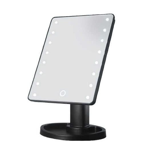 Keskor Makeup Mirror Tabletop with Light 16.5x16.5cm Black