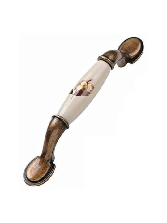 Roline 521 Antik Handgriff Möbelgriff aus Porzellan & Metallisch Brown 150mm (Zentrenabstand 96mm) 521 1Stück Roline 521 Antik Handgriff Möbelgriff aus Porzellan & Metallisch Brown 150mm (Zentrenabstand 96mm) 521 1Stück