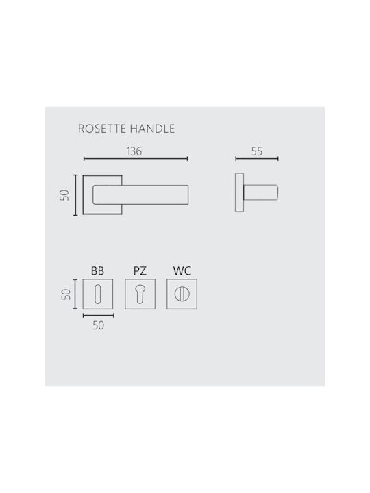 Zogometal Lever Middle Door with Rosette 376 376 Pair with Rosette Chrome