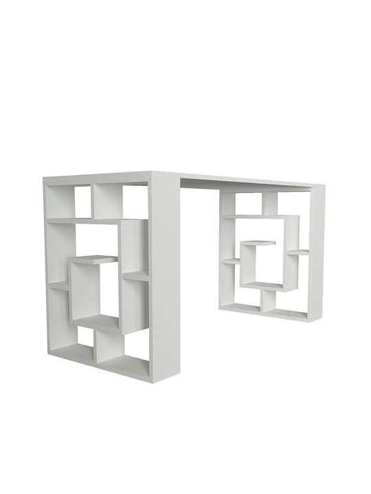 Desk Line Wooden with Bookshelf White 140x60x74cm