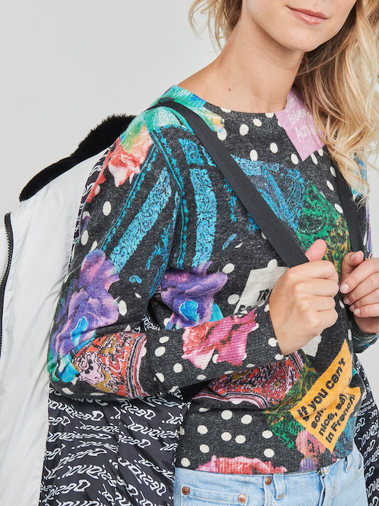 Noruega Lang Damen Puffer Jacke mit pelziger Kapuze für Winter Weiß