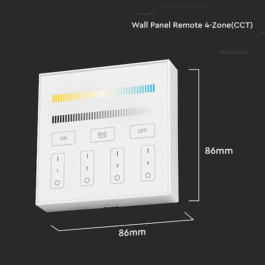 V-TAC Επιτοίχιος Διακόπτης Dimmer με Πλαίσιο LED Αφής σε Λευκό Χρώμα