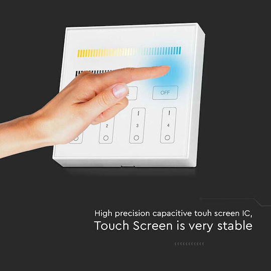 V-TAC Επιτοίχιος Διακόπτης Dimmer με Πλαίσιο LED Αφής σε Λευκό Χρώμα