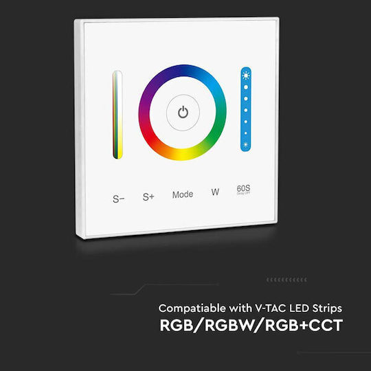 V-TAC Wall Mounted Dimmer Switch with Frame LED Strip Touch in White Color