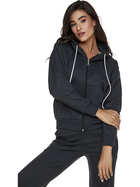 Women's Sweatshirt Jacket Hooded Gray
