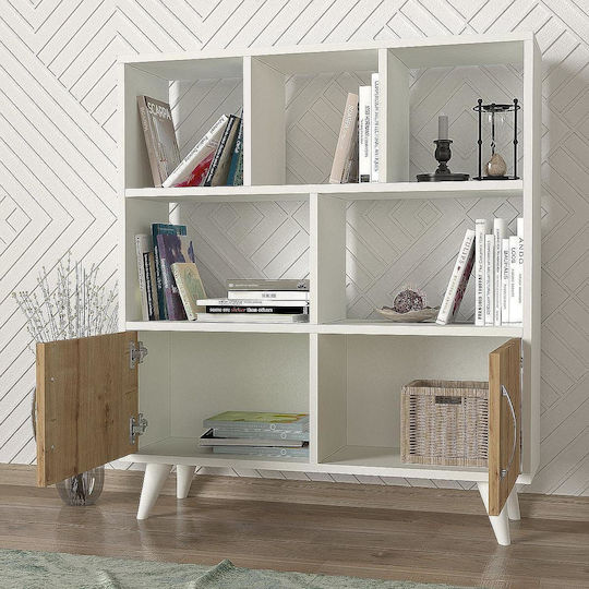 Bücherregal Donati Weiß / Saphir Eiche 90x22x105cm