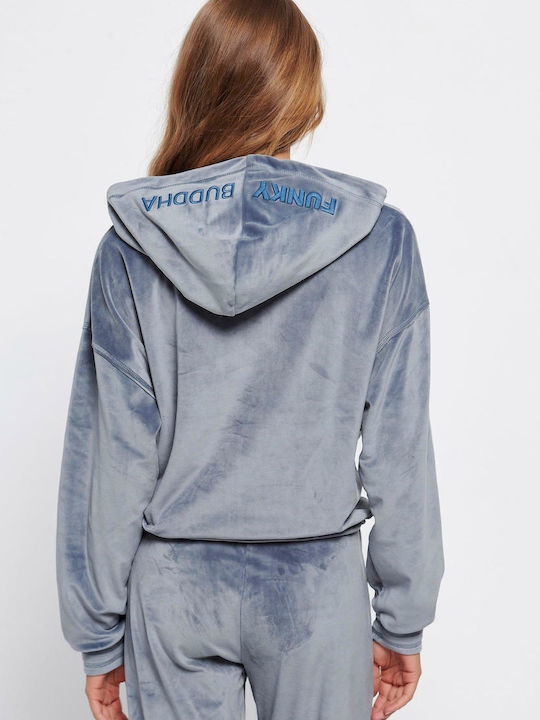 Lung Hanorac pentru femei Catifea Storm Blue