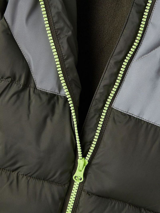 Born To Be Cool Kids Quilted Short Coat with Hood Khaki