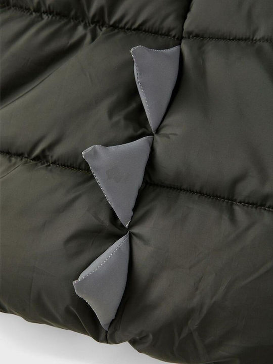 Born To Be Cool Kids Quilted Short Coat with Hood Khaki
