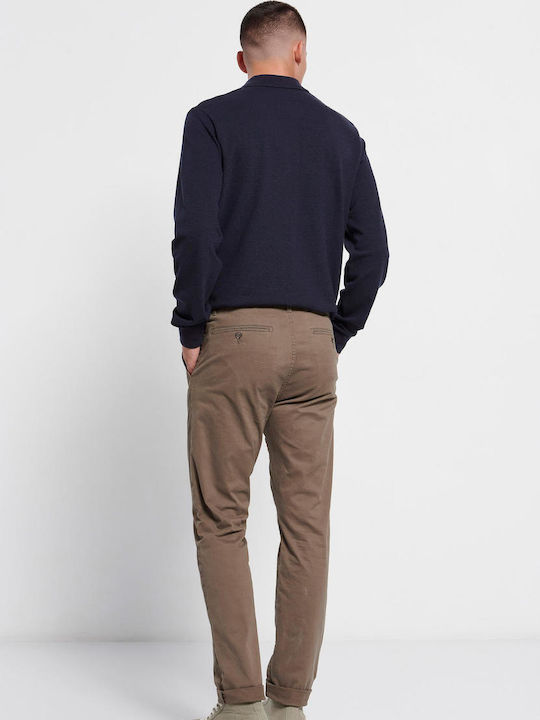 Funky Buddha Herrenhose Chino Elastisch in Normaler Passform Dusty Brown