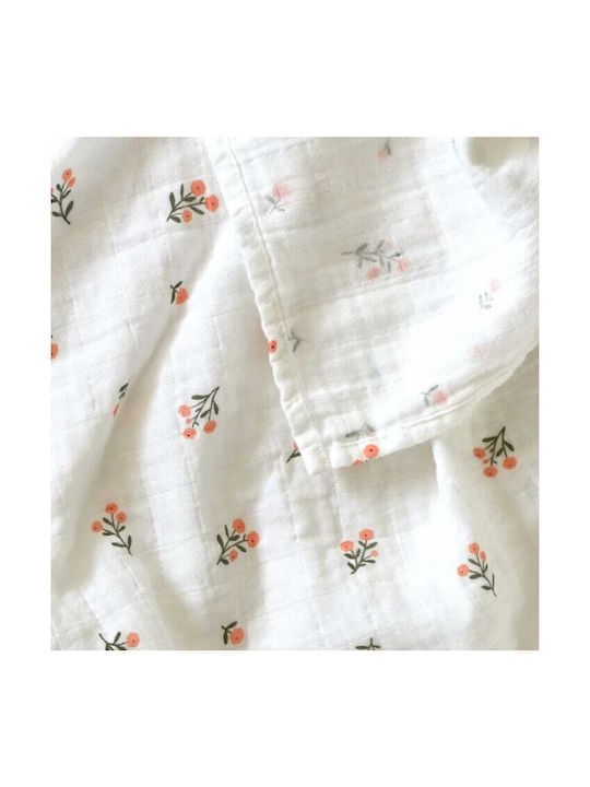 A Little Lovely Company Muslin Swaddle Blanket Little Flowers White 60x60cm