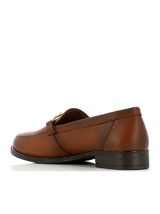 Leather Women's Moccasins in Tabac Brown Color