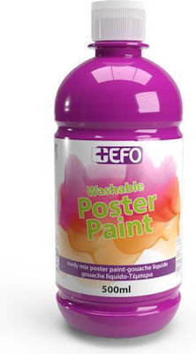 +Efo Poster Paint Tempera Colour Paint Bottle 500ml Fuchsia Ματζέντα