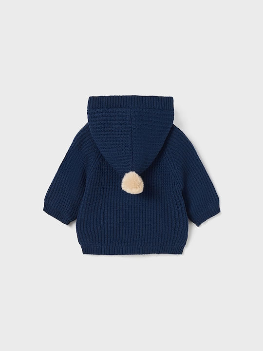 Mayoral Boys Knitted Hooded Cardigan with Zipper Navy Blue