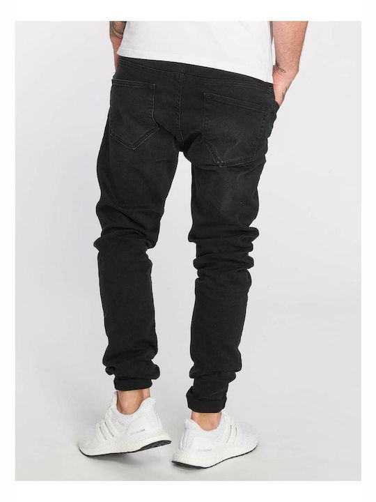 Def Men's Denim Elastic Trousers Slim Fit Black