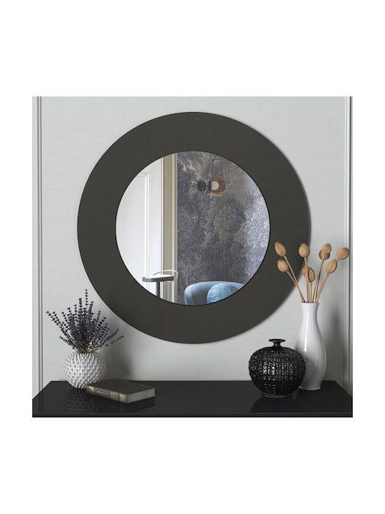 ArteLibre Aasi Wall Mirror with Gray Plastic Frame Diameter 90cm 1pcs