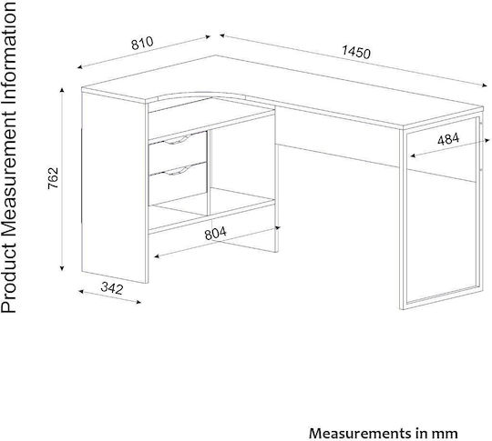 Γωνιακό Γραφείο Lola 145x81x76εκ. Φυσικό - Μαύρο Γωνιακό Γραφείο Lola 145x81x76εκ. Φυσικό - Μαύρο