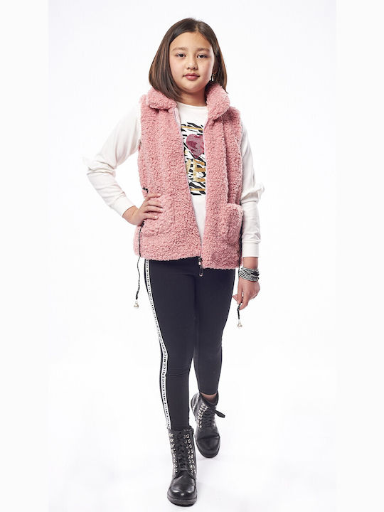 Εβίτα Kids Set with Leggings & Jacket Winter 3pcs Pink