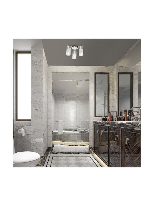 Rabalux Niagara Ceiling Mount Light Bathroom 33.5cm Silver with Socket E14 with Crystals