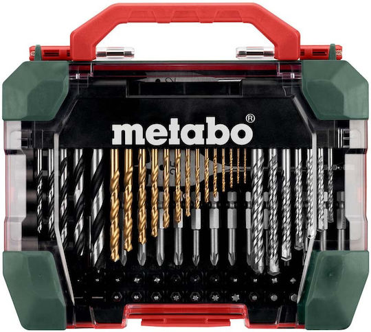 Metabo Set of 86 Feather Drills with Cylindrical Shank for Wood και Metal