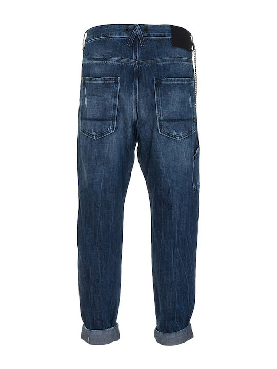 Fede Men's Jeans Pants with Loose Fit Navy Blue
