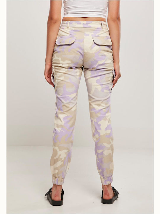 Urban Classics Women's High-waisted Cotton Cargo Trousers Lilaccamo