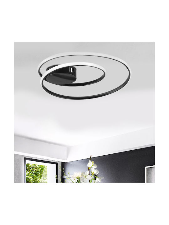 Megapap Hermann Μοντέρνα Μεταλλική Πλαφονιέρα Οροφής με Ενσωματωμένο LED σε Μαύρο χρώμα 44cm