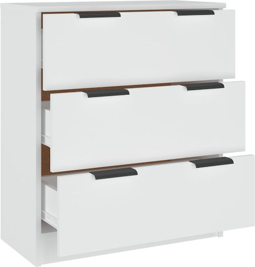 Wooden Chest of Drawers with 3 Drawers White 60x30x70cm