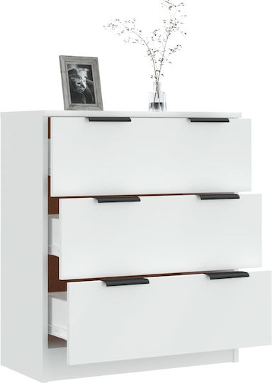 Wooden Chest of Drawers with 3 Drawers White 60x30x70cm