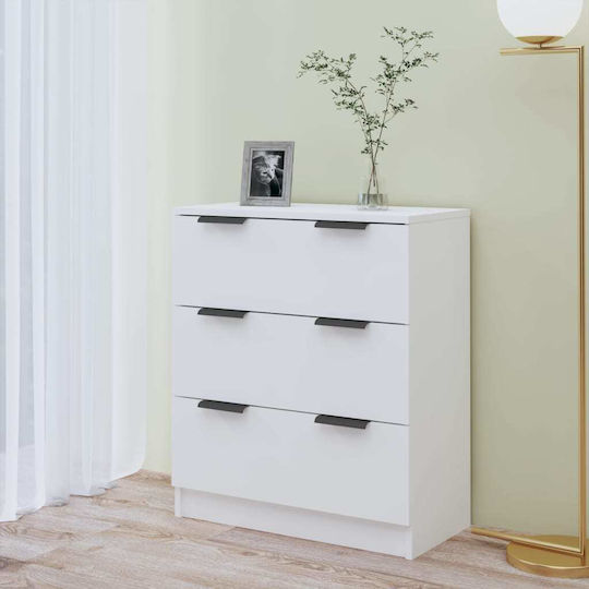 Wooden Chest of Drawers with 3 Drawers White 60x30x70cm