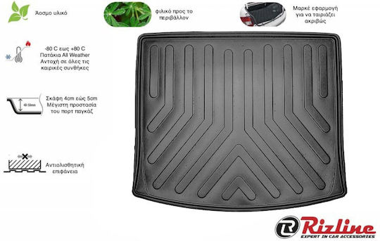 Rizline Kofferraummatten Wannenartig 1Stück aus Gummi für Jeep Cherokee 2014 Schwarz