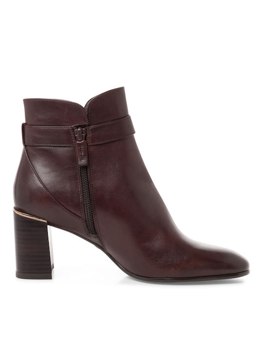 Tamaris Leather Women's Ankle Boots with Medium Heel Brown