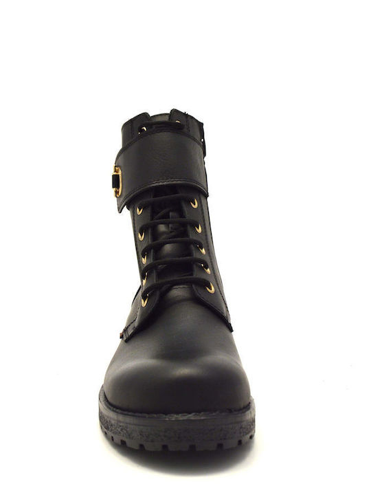 Leder Stiefeletten Damen Schwarz